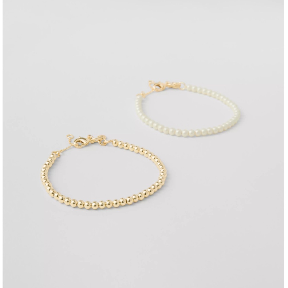 Ann Taylor Pearlized Metal Bracelet Set